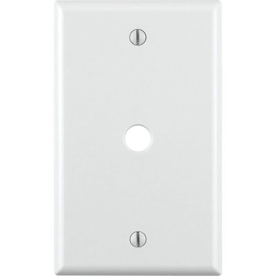 Leviton 88013 Telephone/Cable Wallplate, 1-Gang, Standard Size, .406" Hole, White - Pkg Qty 25