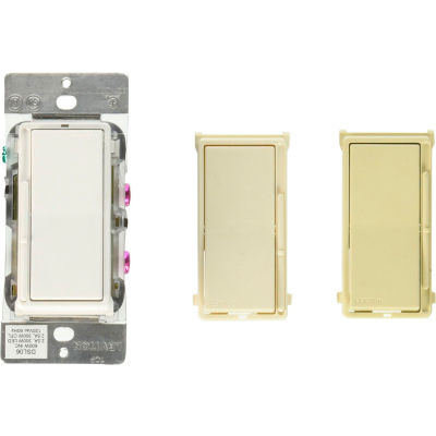 Leviton DSL06-1LZ Decora Rocker Slide Dimmer, Use w/ LED-CFL-INC Lamps, 120V, White-Ivory-Lt. Almond