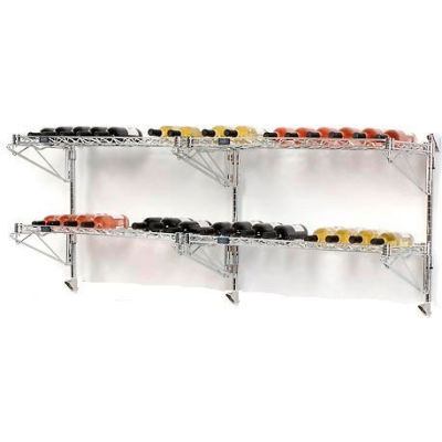 Wine Bottle Rack - Double Wide 4 Shelf Wall Mount 36 Bottle 72"W x 14"D x 34"H