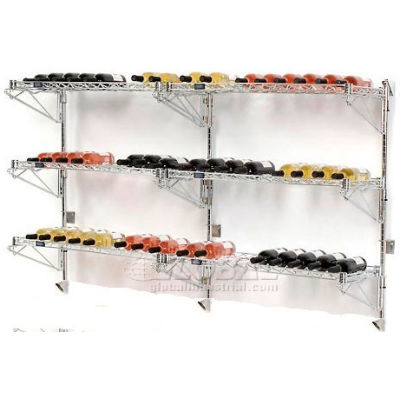 Wine Bottle Rack - Double Wide 6 Shelf Wall Mount 54 Bottle 72"W x 14"D x 34"H