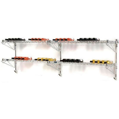 Wine Bottle Rack - Double Wide 4 Shelf Wall Mount 52 Bottle 96"W x 14"D x 34"H