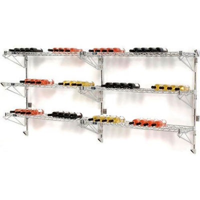 Wine Bottle Rack - Double Wide 6 Shelf Wall Mount 78 Bottle 96"W x 14"D x 34"H