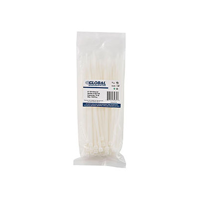 Global Industrial™ 8"Cable Ties, Natural w/UV, 75 lb, 100 pack