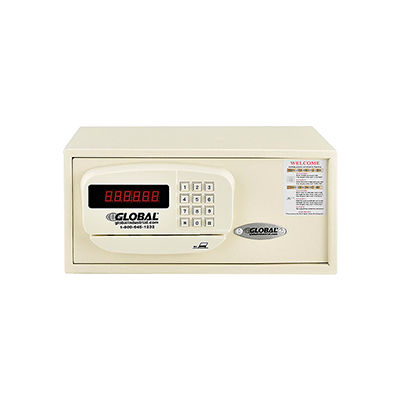 Global Industrial Personal Hotel Safe Electronic Lock w/Card Slot 15Wx10Dx7H Keyed Alike, WHT
