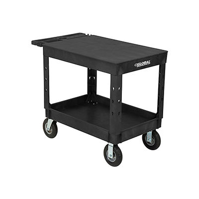 utility industrial wheels cart service shelf plastic flat carts pneumatic trucks globalindustrial x25 global handling material rollover zoom