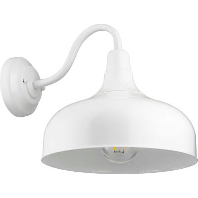 Sunlite 46068-SU FIX/GN/E26/WHITE Outdoor Gooseneck Wall Mount Fixture, Med Base, 120V, Wet Location