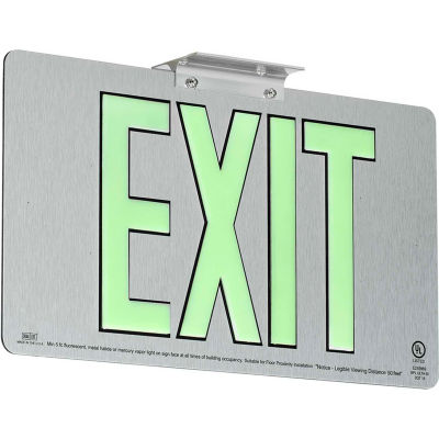 Dual-Lite DPLPM50DBA Exit Sign, Brushed Aluminum Face & Back w/Photoluminescent Letters, Double Face