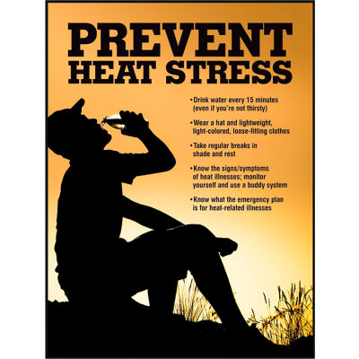 Accuform SP125033L Safety Poster, PREVENT HEAT STRESS, 22"H x 17"W, Laminated Paper