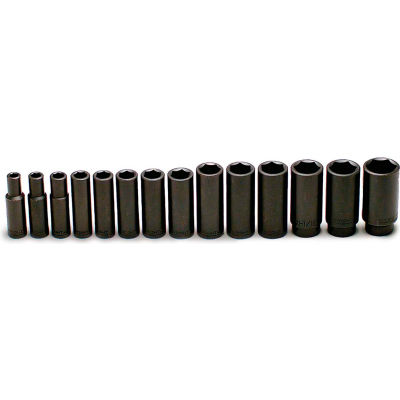 Wright Tool 407 1/2" Drive 3/8"-1-1/4" 6 Point 14 Piece SAE Deep Impact Socket Set