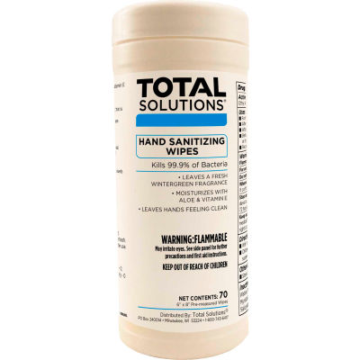 Total Solutions Hand Sanitizer Wipes - 6"X8" Wipes, 70 Wipes/Canister, 6 Canisters/Case