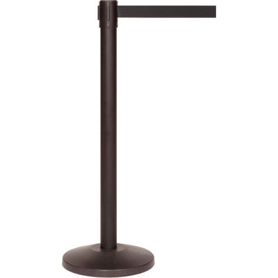 Queue Solutions QueueMaster QM550B-BK110 Crowd Control Stanchion, 40" Post, 14" Base, 11' Belt - Pkg Qty 2
