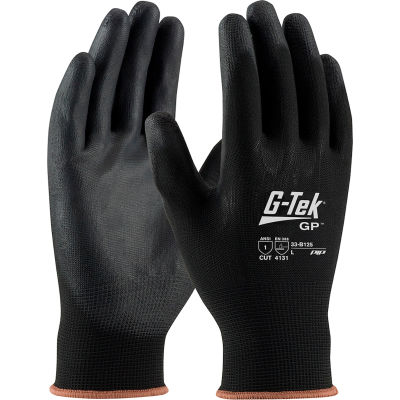 PIP® 33-B125/L G-Tek® GP General Duty Nylon Glove, Polyurethane Coated, Black, L