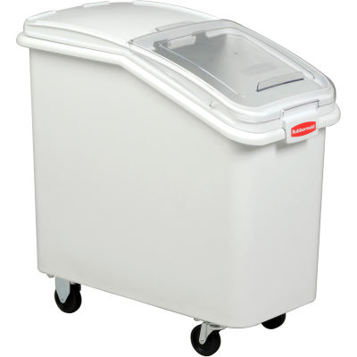 Rubbermaid® 3602-88 3.5 Cu Ft Plastic Bin Truck with Clear Lid & Scoop