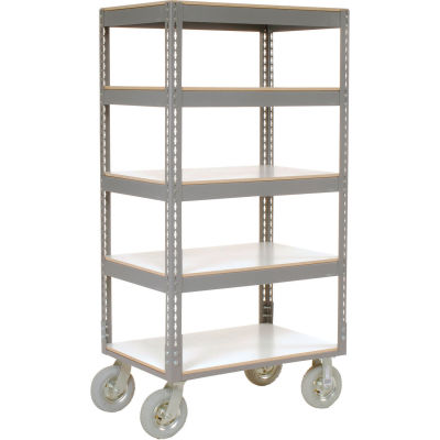 Global Industrial® Boltless Shelf Truck w/5 Shelves & Pneumatic Casters, 36"Lx18"Wx68"H, Gray