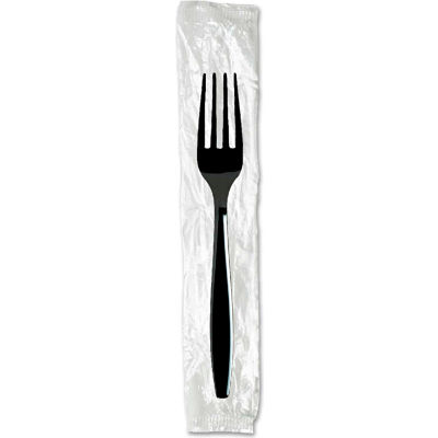 Dixie® DXEFH53C7, Individually Wrapped Forks, Plastic, Black, 1000/Carton