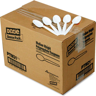Dixie® DXEPTM21, Teaspoons, Plastic, White, 1000/Carton