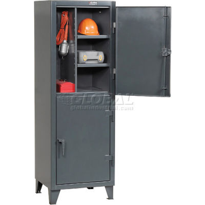 Strong Hold® Personnel Locker 26-24-2TPL - Double Tier 26x24x78 2 Doors Assembled Gray