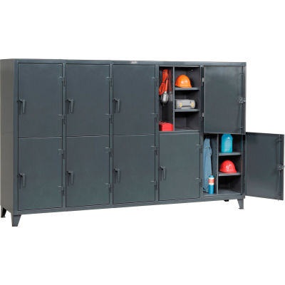 Strong Hold® Personnel Locker 106-24-2TPL - Double Tier 122x24x78 10 Door Assembled Gray