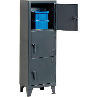 Strong Hold® Personnel Locker 25-18-3TMT - Multiple Tier 22x18x68 3 Doors Assembled Gray