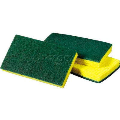 3M Scotch-Brite Medium Duty Scrubbing Sponge, Yellow/Green, 20 Sponges - 74