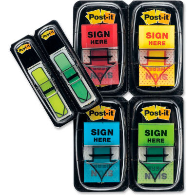 3M Post-it® "Sign Here" Flags 680-SH4VA 1 in x 1.719 in, 200 Flags/Pack - Pkg Qty 2