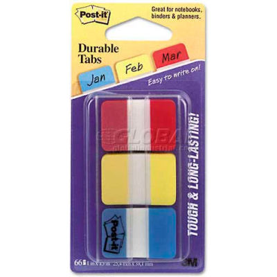3m Post-It® Durable Tabs 686-Ryb, 1 In X 1.5 In Red, Canary Yellow, Blue - Pkg Qty 4