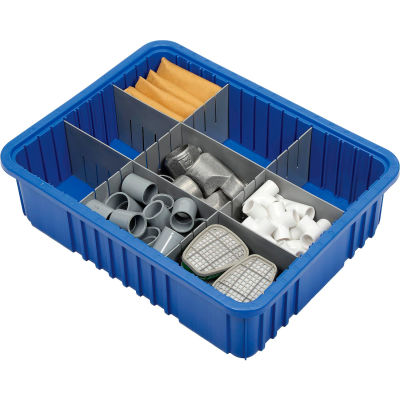 Plastic Dividable Grid Container - DG93060, 22-1/2"L x 17-1/2"W x 6"H, Blue - Pkg Qty 3