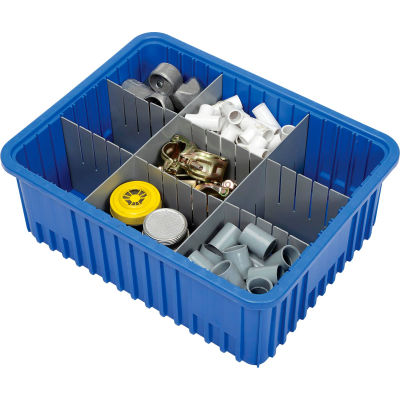Plastic Dividable Grid Container - DG93080, 22-1/2"L x 17-1/2"W x 8"H, Blue - Pkg Qty 3