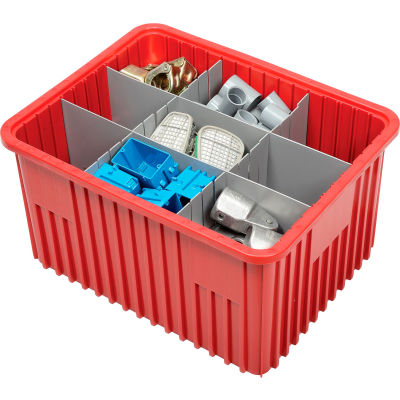 Global Industrial Plastic Dividable Grid Container - DG93120, 22-1/2"L x 17-1/2"W x 12"H, Red - Pkg Qty 3