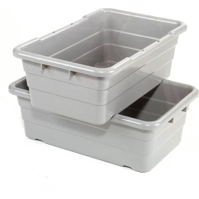 Global Industrial™ Cross Stack Nest Tote Tub - 25-1/8 x 16 x 8-1/2 Gray - Pkg Qty 6