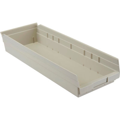 Global Industrial Plastic Nesting Storage Shelf Bin 8-3/8"W x 23-5/8"D x 4"H Beige - Pkg Qty 6