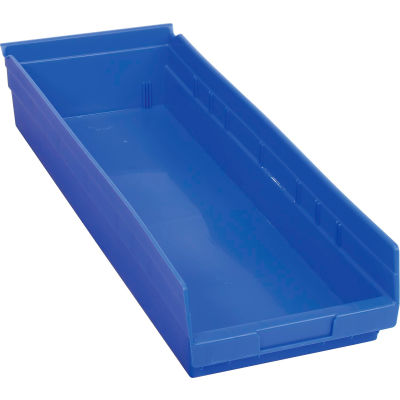 Global Industrial Plastic Nesting Storage Shelf Bin 8-3/8"W x 23-5/8"D x 4"H Blue - Pkg Qty 6