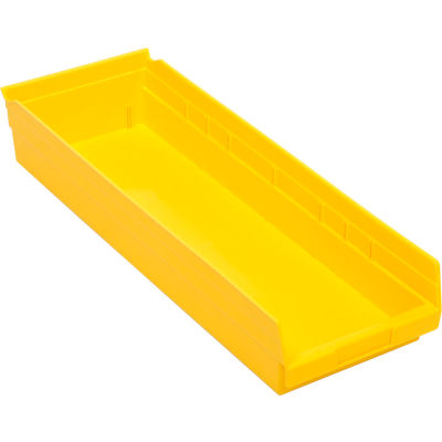Global Industrial Plastic Nesting Storage Shelf Bin 8-3/8"W x 23-5/8"D x 4"H Yellow - Pkg Qty 6