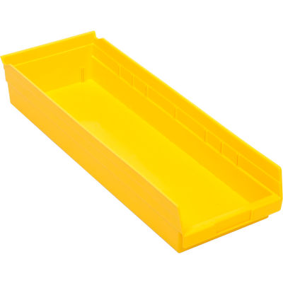 Global Industrial™ Plastic Nesting Storage Shelf Bin 8-3/8"W x 23-5/8"D x 4"H Yellow - Pkg Qty 6