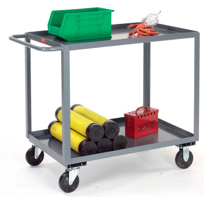 Gray All Welded 2 Shelf Stock Cart 48x24 1200 Lb. Capacity