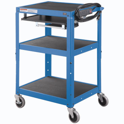 Global Industrial® Steel Mobile Workstation Cart with Slide out keyboard and Mouse Shelf-Blue