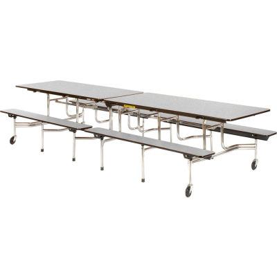 Virco® Cafeteria Table with Benches - 144"L - Gray Nebula Top