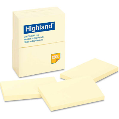 Highland™Self-Stick Pads 6559YW, 4" x 6", Yellow, 100 Sheets, 12/Pack