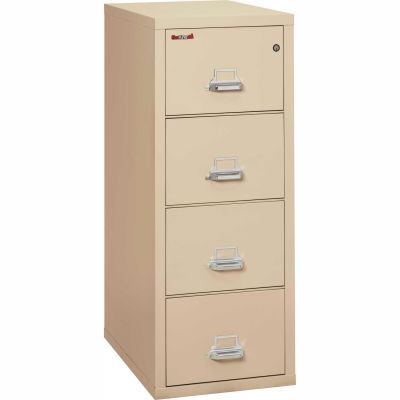 Fireking Fireproof 4 Drawer Vertical File Cabinet - Letter Size 18"W x 31-1/2"D x 53"H - Putty
