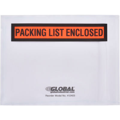 Global Industrial Packing List Envelopes - "Packing List Enclosed" 4-1/2" x 5-1/2" - 1000/Case