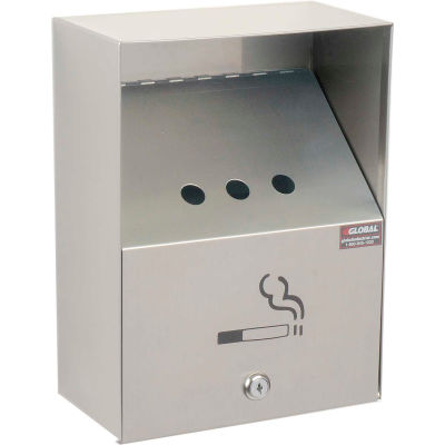 Global Industrial Stainless Steel Wall Mount Outdoor Ashtray 9"W X 5"D X 13"H