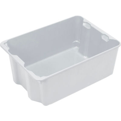 Molded Fiberglass Nest and Stack Tote 780608 - 25-1/4" x 18" x10", Pkg Qty 5, White - Pkg Qty 5