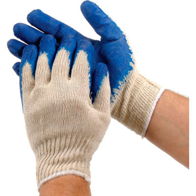 PIP Economy Blue Latex Coated Cotton Gloves, Large, 12 Pairs