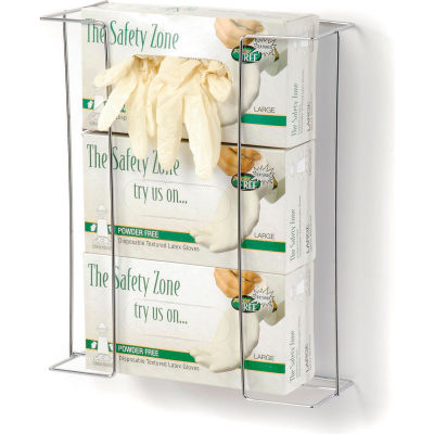 Global Industrial Triple Glove Box Holder, Wire Steel, 11-15/16"W x 3-13/16"D x 14-3/16"H