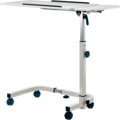Global Industrial™ Tilting Adjustable Height Mobile Laptop Desk, 30"W, White