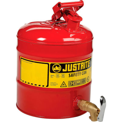Justrite® 5 Gallon Safety Shelf Can with Bottom Faucet 08902, 7150150