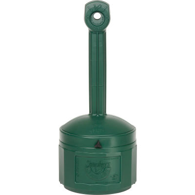Justrite Smokers Cease Fire Cigarette Butt Receptacle 26800G, 4 Gallon Green