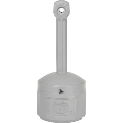 Justrite Smokers Cease Fire Cigarette Butt Receptacle 26800, 4 Gallon Gray