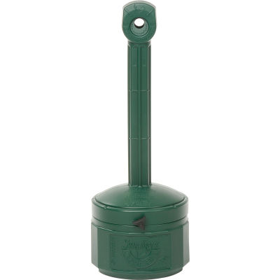Justrite Smokers Cease Fire Cigarette Butt Receptacle 1 Gallon Green