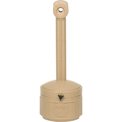 Justrite Smokers Cease Fire Cigarette Butt Receptacle 1 Gallon Beige